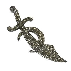 Vintage Rhinestone Masonic Shriners Scimitar Crescent Sword Brooch Pin